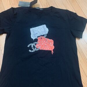 CHANEL Women’s Black Embellished Tshirt